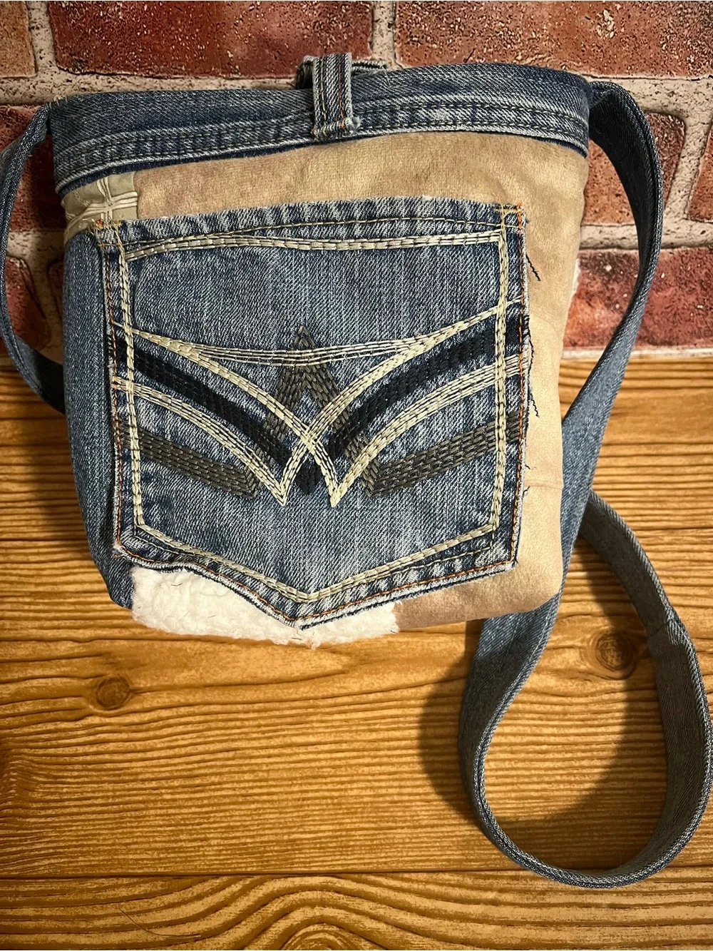 Denim Crossbody Bag - Upcycle Jean Shoulder Bag